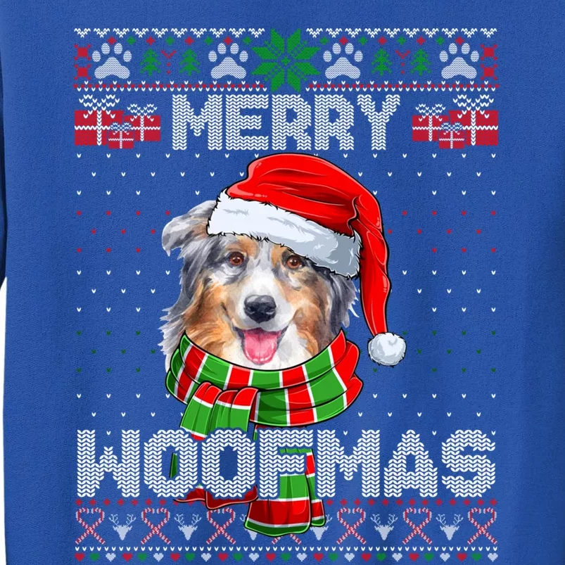 Australian Shepherd Santa Scarf Merry Woofmas Ugly Sweater Cool Gift Tall Sweatshirt