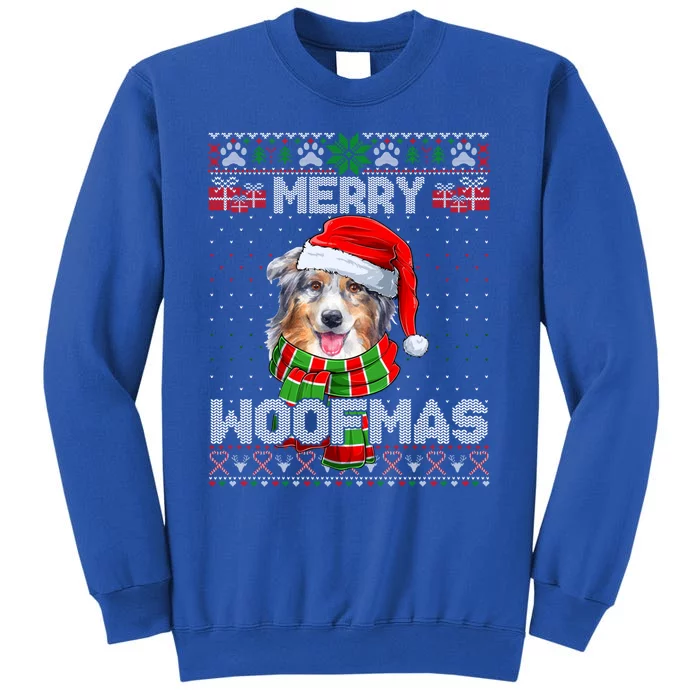 Australian Shepherd Santa Scarf Merry Woofmas Ugly Sweater Cool Gift Tall Sweatshirt