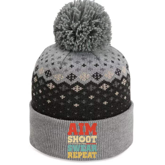 Aim Shoot Swear Repeat Funny Pool Billiards Player 8 Ball Gift The Baniff Cuffed Pom Beanie