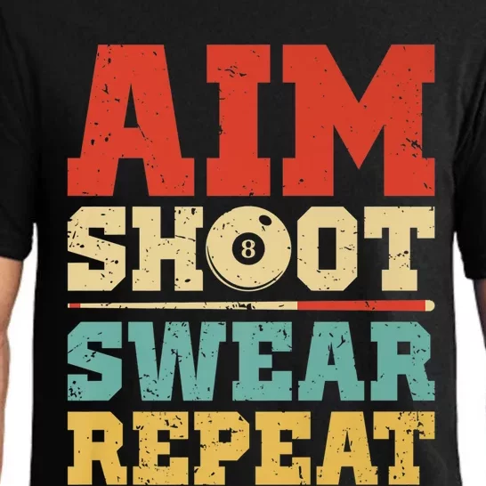 Aim Shoot Swear Repeat Funny Pool Billiards Player 8 Ball Gift Pajama Set