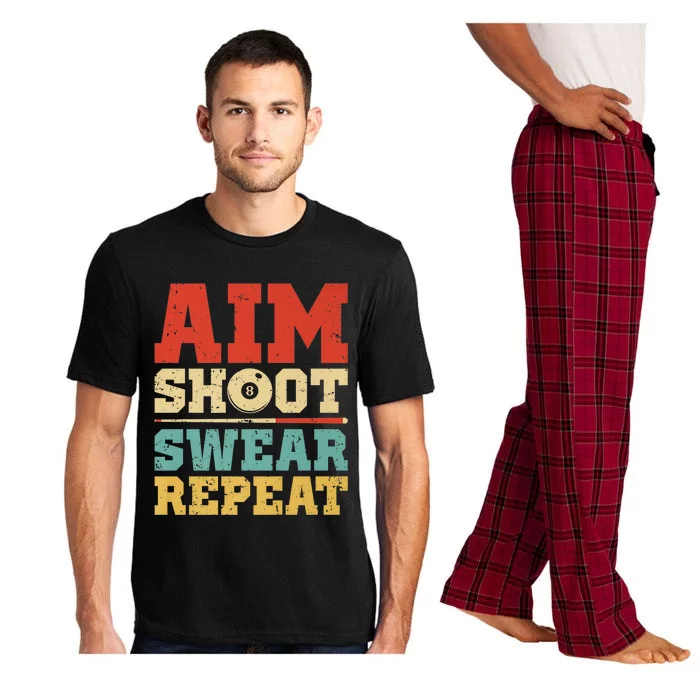 Aim Shoot Swear Repeat Funny Pool Billiards Player 8 Ball Gift Pajama Set