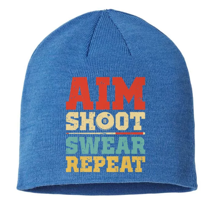 Aim Shoot Swear Repeat Funny Pool Billiards Player 8 Ball Gift 8 1/2in Sustainable Knit Beanie