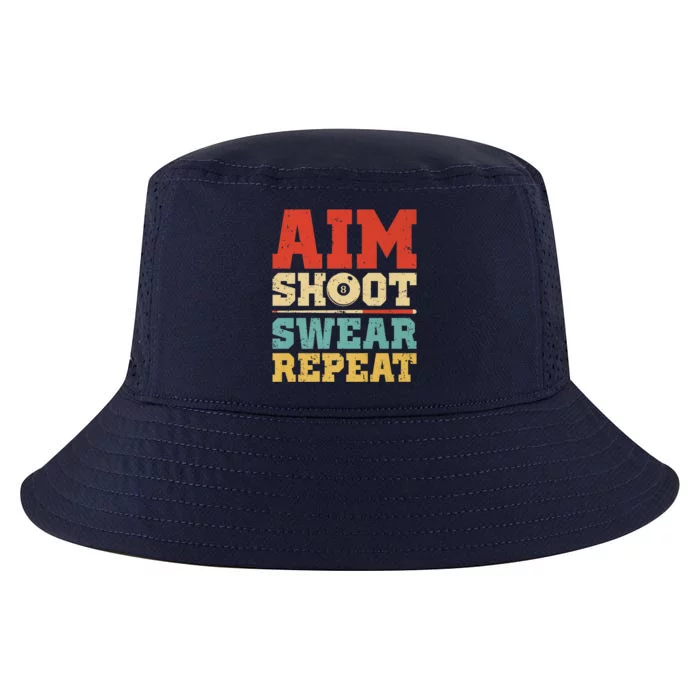 Aim Shoot Swear Repeat Funny Pool Billiards Player 8 Ball Gift Cool Comfort Performance Bucket Hat