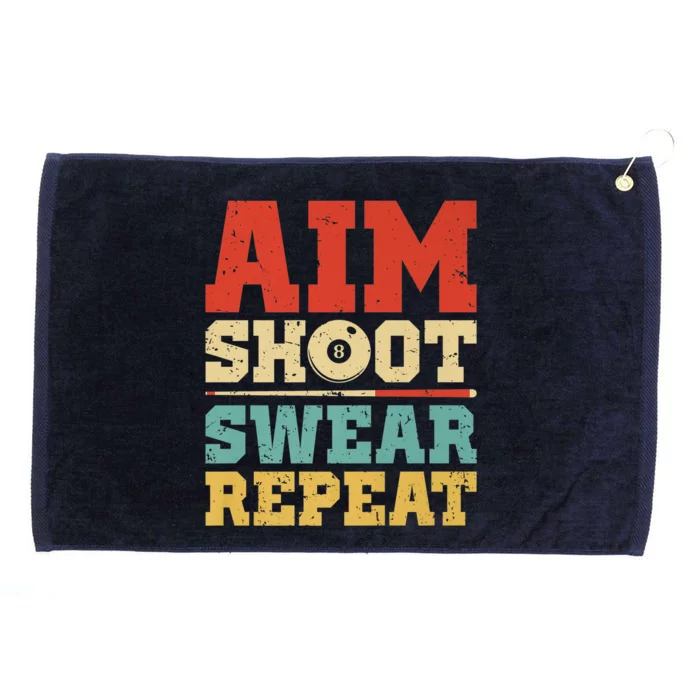 Aim Shoot Swear Repeat Funny Pool Billiards Player 8 Ball Gift Grommeted Golf Towel