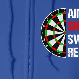 Aim Shot Swear Repeat Darts With Dartboard Design Gift Full Zip Hoodie