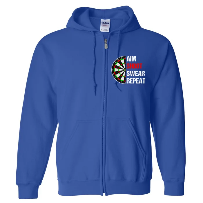 Aim Shot Swear Repeat Darts With Dartboard Design Gift Full Zip Hoodie