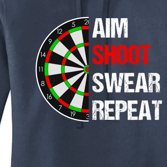 Aim Shot Swear Repeat Darts With Dartboard Design Gift Women's Pullover Hoodie