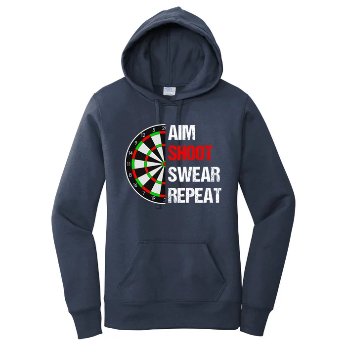 Aim Shot Swear Repeat Darts With Dartboard Design Gift Women's Pullover Hoodie