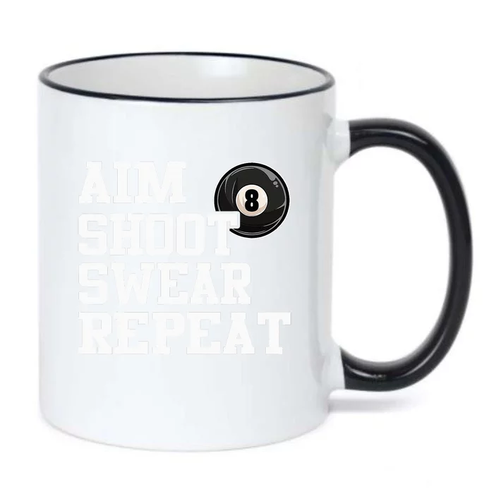 Aim Shoot Swear Repeat 8 Ball Pool Billiards Player Funny Black Color Changing Mug