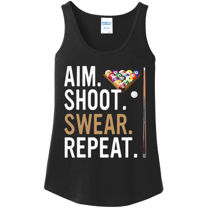 Aim Shoot Swear Repeat Pool Billiard Ladies Essential Tank