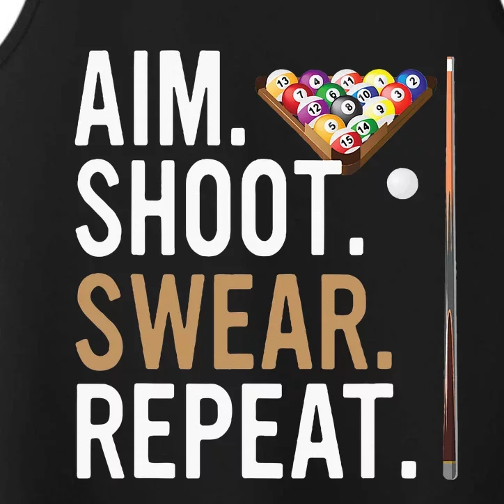 Aim Shoot Swear Repeat Pool Billiard Performance Tank