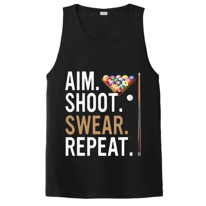 Aim Shoot Swear Repeat Pool Billiard Performance Tank