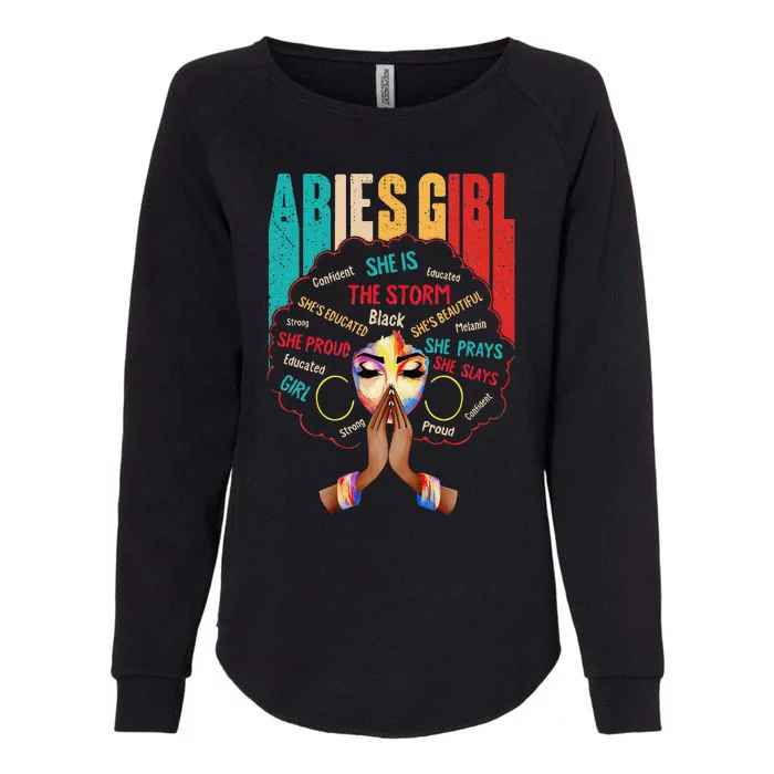 Aries She Slays & Prays March April Birthday Queens Womens California Wash Sweatshirt