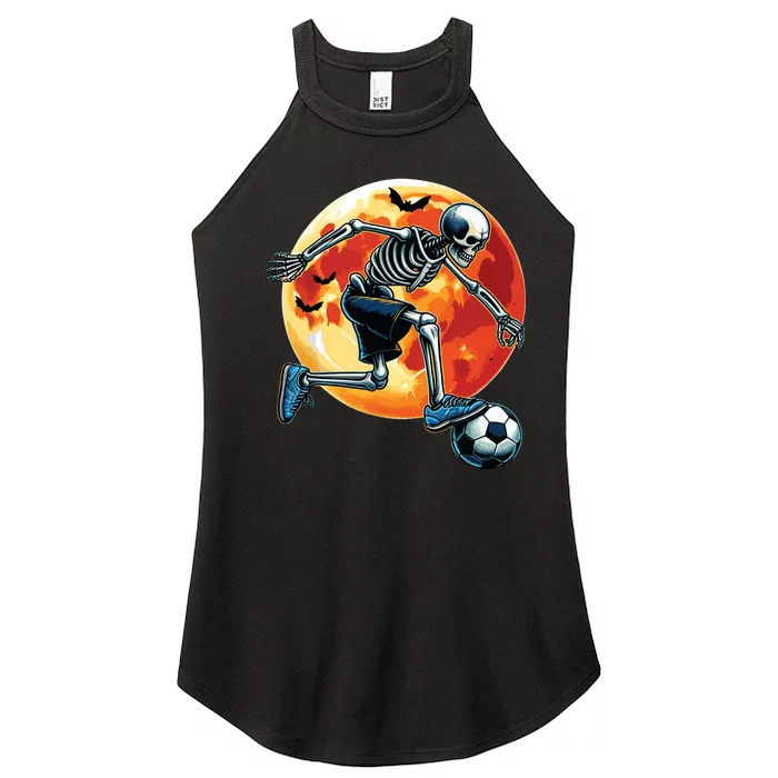 American Soccer Skeleton Halloween Boy Soccer Funny Women’s Perfect Tri Rocker Tank