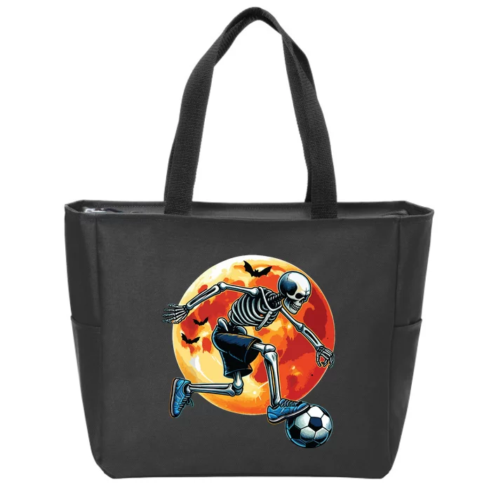 American Soccer Skeleton Halloween Boy Soccer Funny Zip Tote Bag