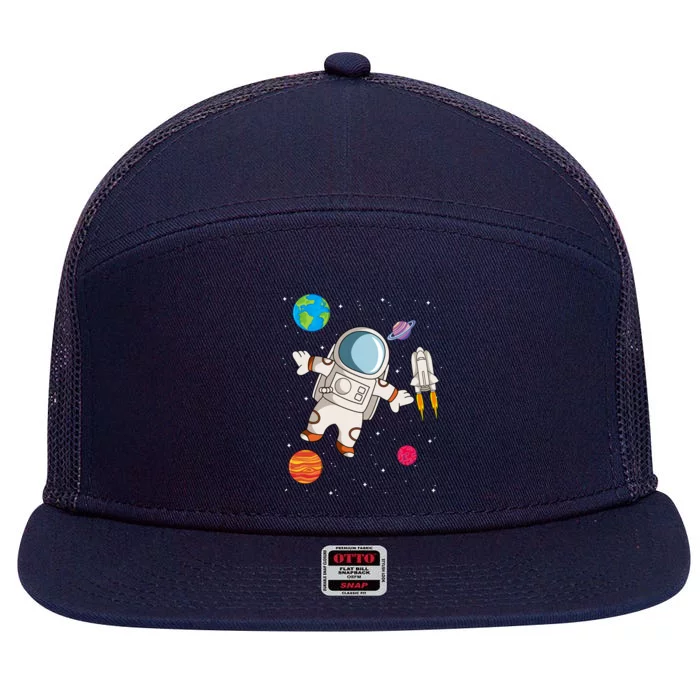 Astronaut Space Science Rocket Ship Gift 7 Panel Mesh Trucker Snapback Hat