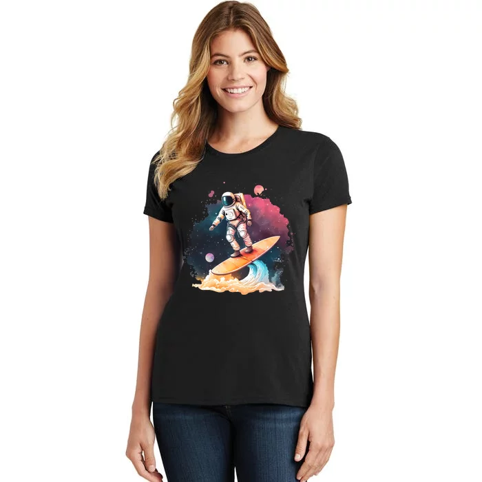 Astronaut Surfing Space Surfer Gift Women's T-Shirt