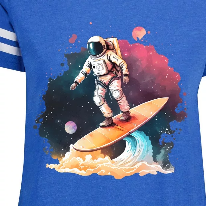 Astronaut Surfing Space Surfer Gift Enza Ladies Jersey Football T-Shirt