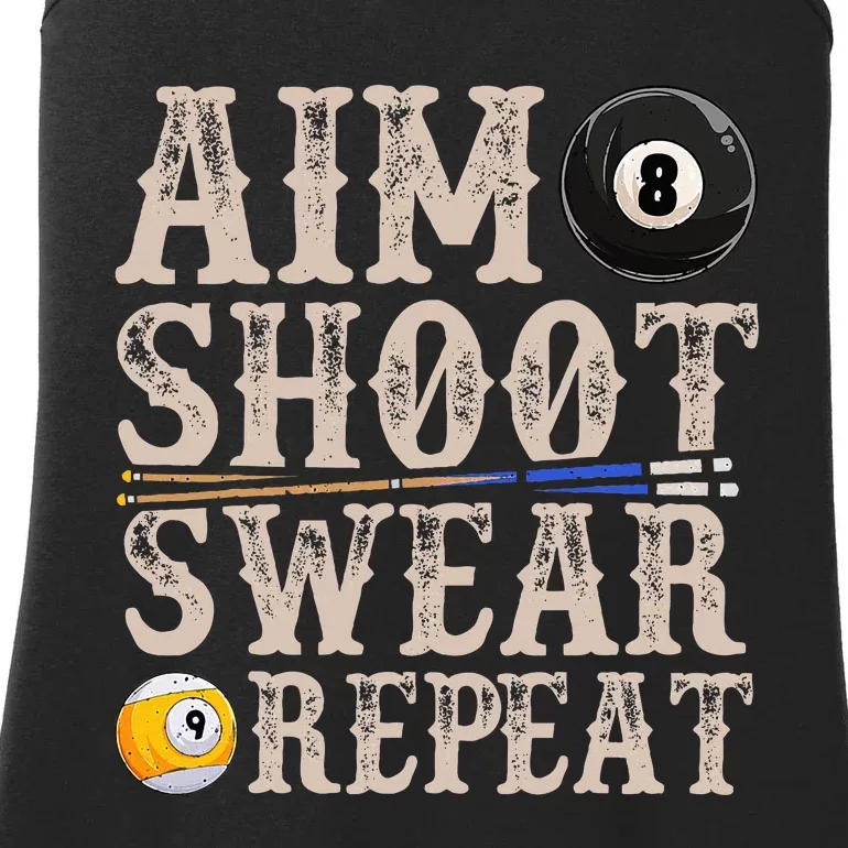 Aim Shoot Swear Repeat Funny Pool Billards Ladies Essential Tank