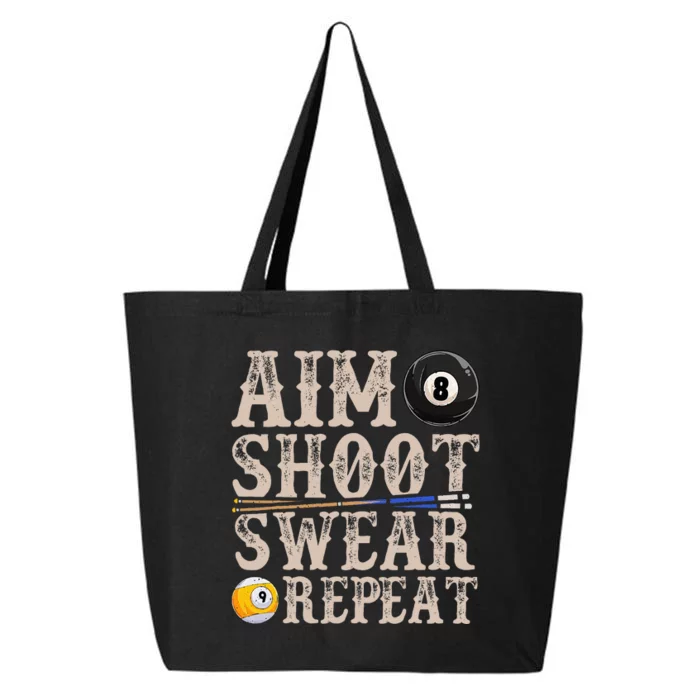 Aim Shoot Swear Repeat Funny Pool Billards 25L Jumbo Tote