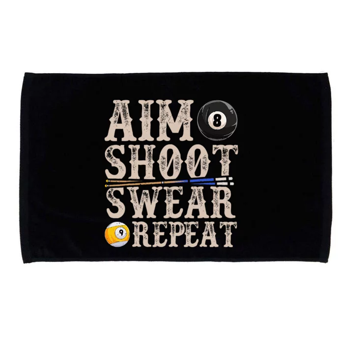 Aim Shoot Swear Repeat Funny Pool Billards Microfiber Hand Towel