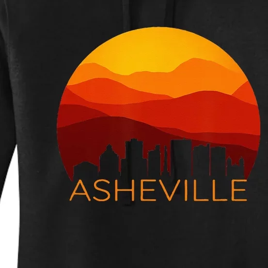 Asheville Sunset Silhouette Art Blue Ridge Mountains NC Gift Women's Pullover Hoodie