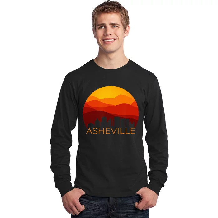 Asheville Sunset Silhouette Art Blue Ridge Mountains NC Gift Tall Long Sleeve T-Shirt