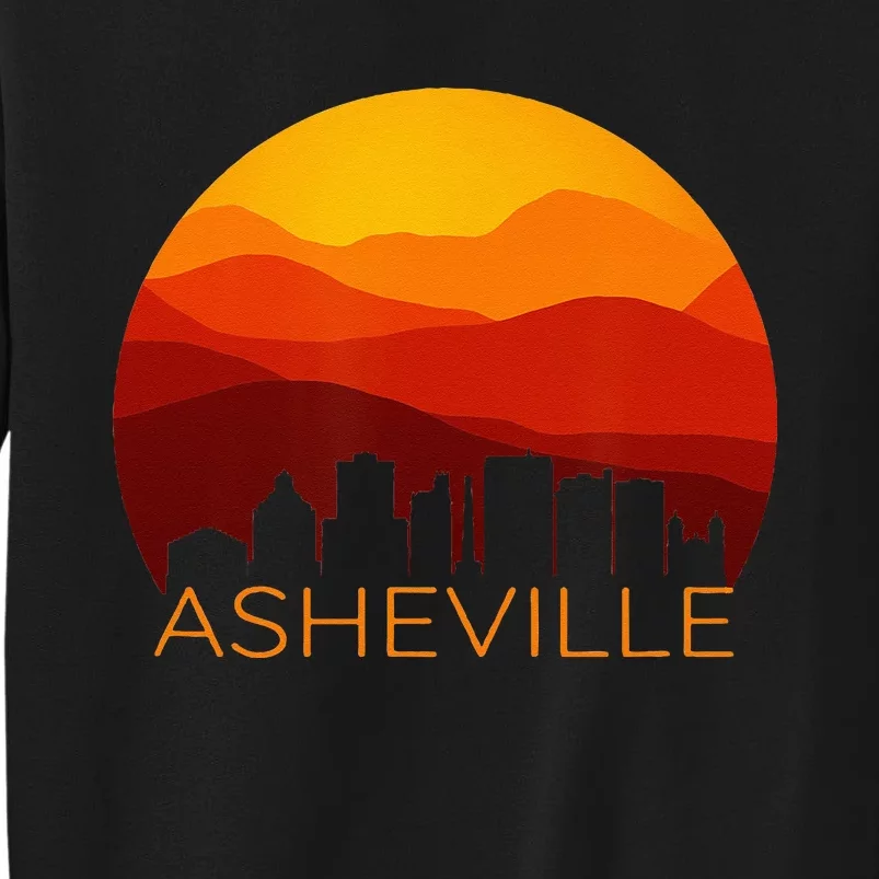 Asheville Sunset Silhouette Art Blue Ridge Mountains NC Gift Tall Sweatshirt