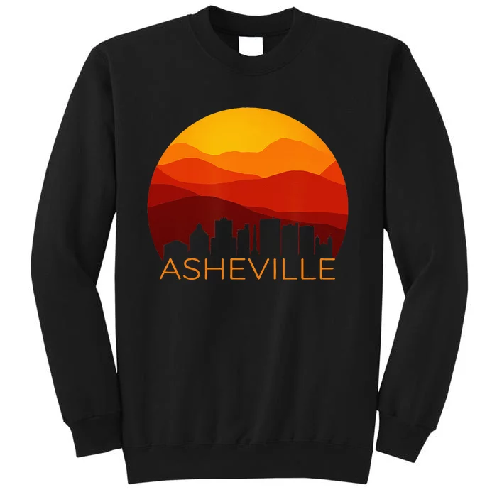 Asheville Sunset Silhouette Art Blue Ridge Mountains NC Gift Tall Sweatshirt