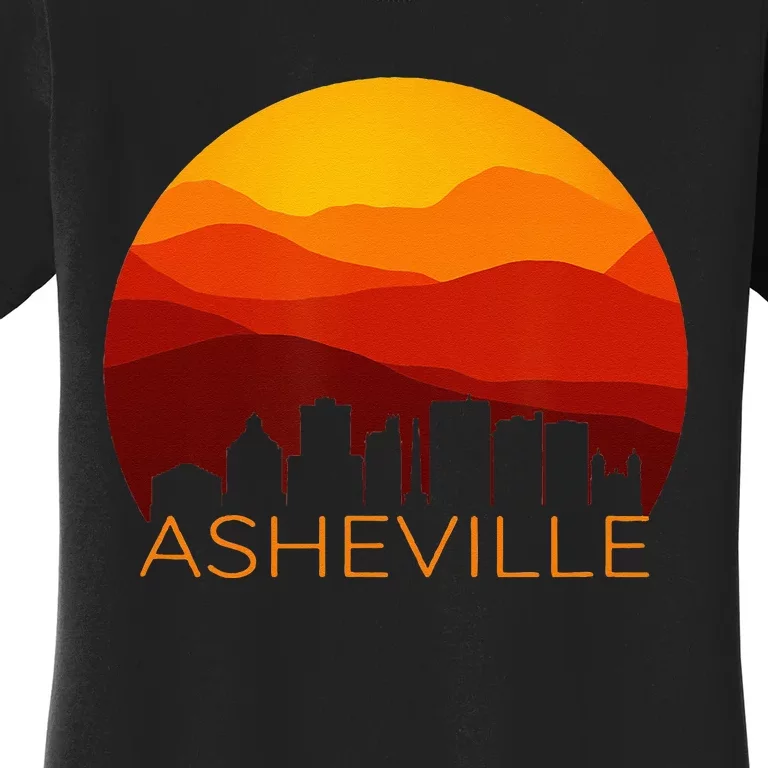 Asheville Sunset Silhouette Art Blue Ridge Mountains NC Gift Women's T-Shirt