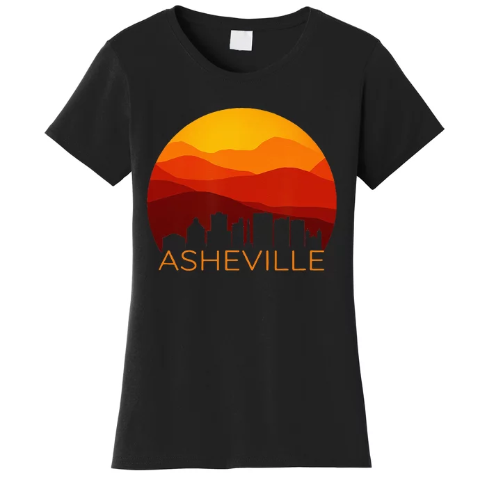 Asheville Sunset Silhouette Art Blue Ridge Mountains NC Gift Women's T-Shirt