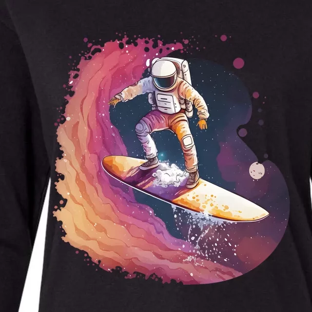 Astronaut Surfing Space Surfer Womens Cotton Relaxed Long Sleeve T-Shirt