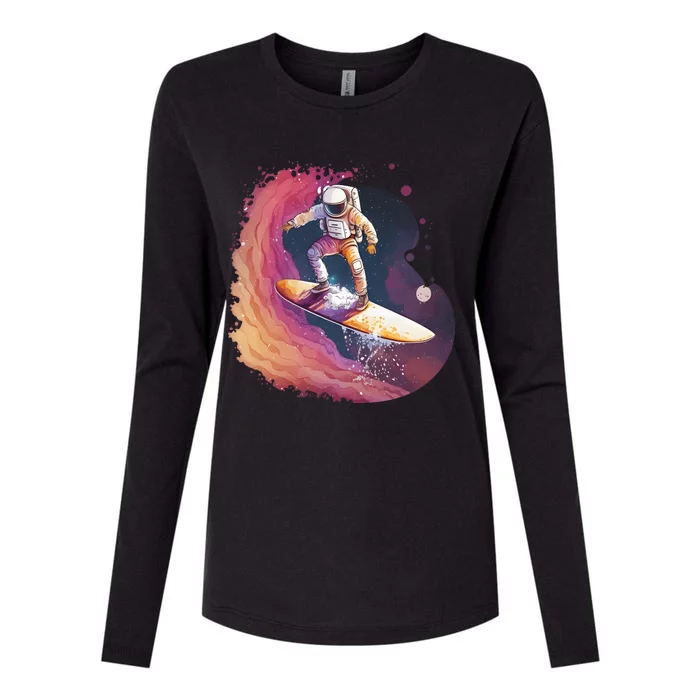 Astronaut Surfing Space Surfer Womens Cotton Relaxed Long Sleeve T-Shirt