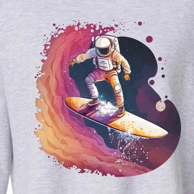 Astronaut Surfing Space Surfer Cropped Pullover Crew