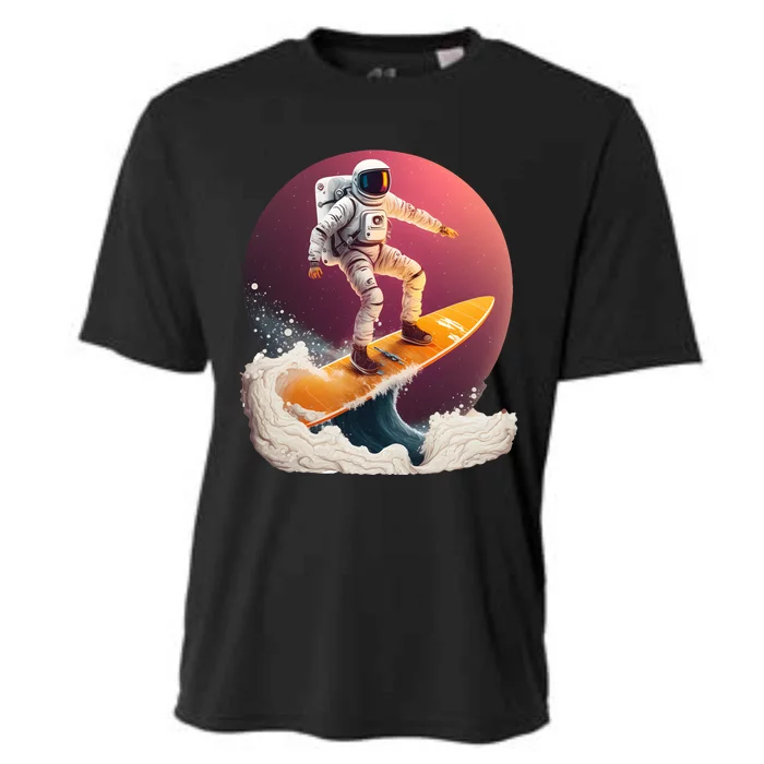 Astronaut Surfing Space Surfer Cooling Performance Crew T-Shirt