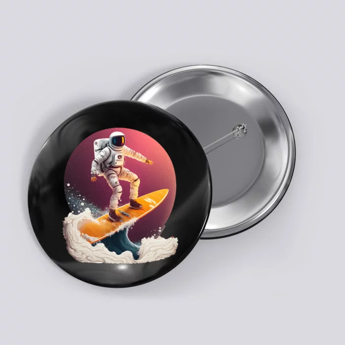 Astronaut Surfing Space Surfer Button