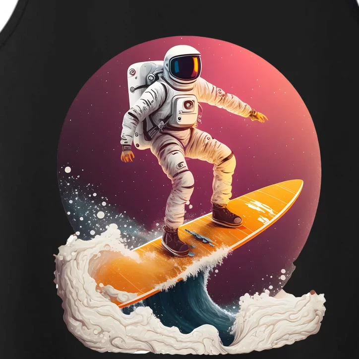 Astronaut Surfing Space Surfer Performance Tank