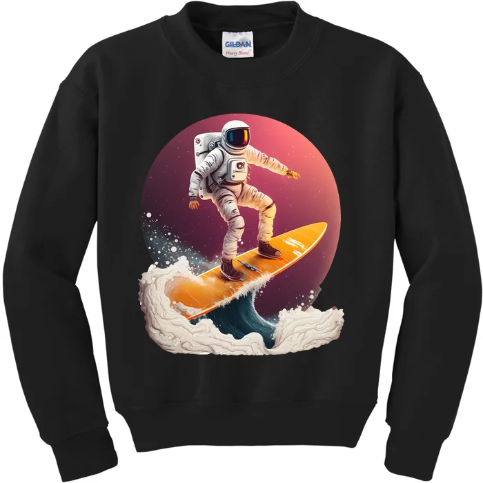 Astronaut Surfing Space Surfer Kids Sweatshirt