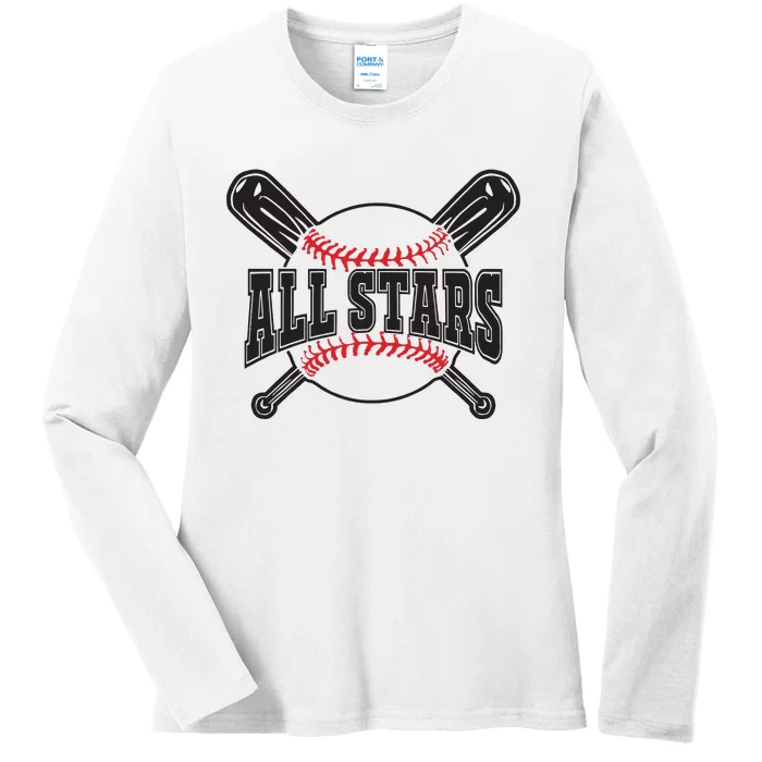 All Stars Softball Baseball Ladies Long Sleeve Shirt