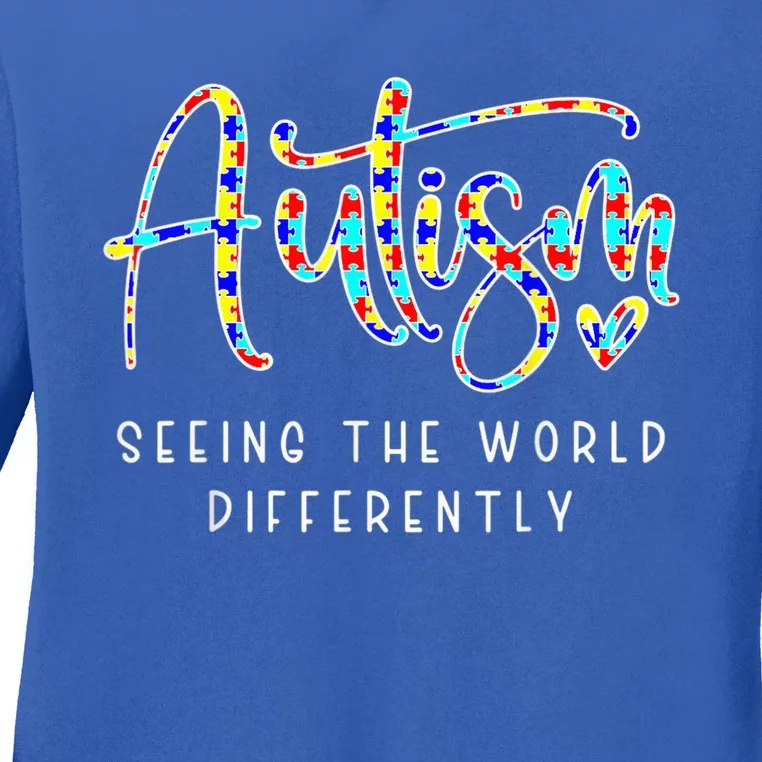 Autism Shirt Seeing The World Differently Autism Awareness Ladies Long Sleeve Shirt