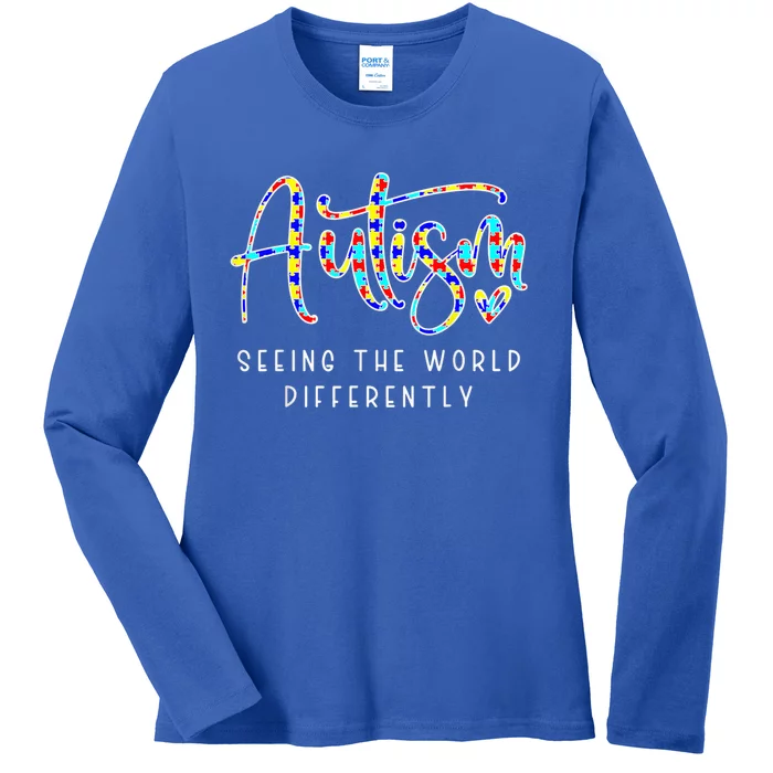 Autism Shirt Seeing The World Differently Autism Awareness Ladies Long Sleeve Shirt