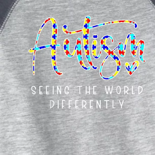 Autism Shirt Seeing The World Differently Autism Awareness Toddler Fine Jersey T-Shirt