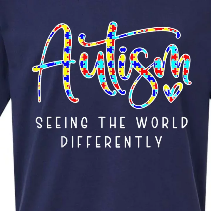 Autism Shirt Seeing The World Differently Autism Awareness Sueded Cloud Jersey T-Shirt