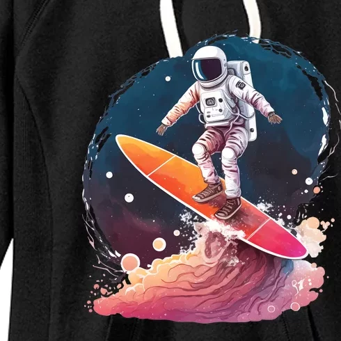 Astronaut Surfing Space Surfer Women's Fleece Hoodie