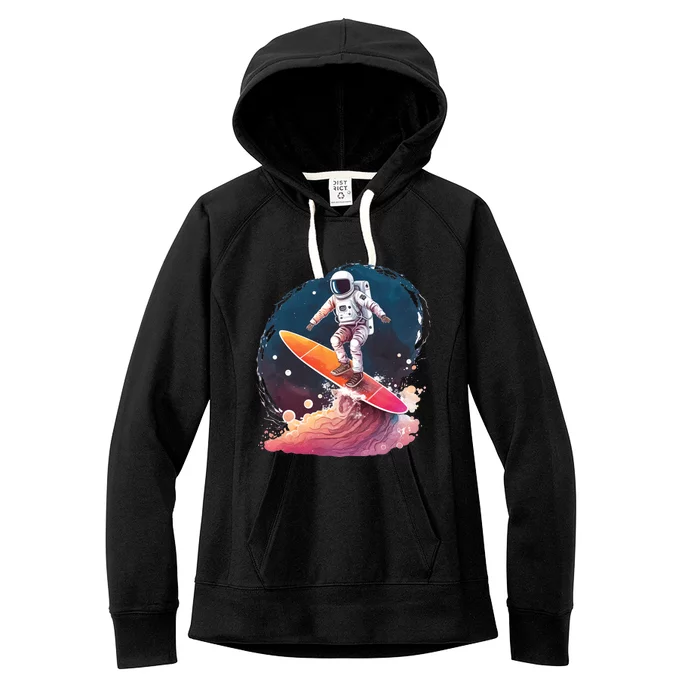 Astronaut Surfing Space Surfer Women's Fleece Hoodie