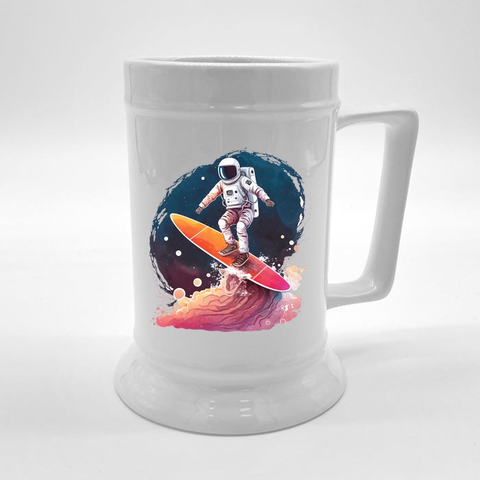 Astronaut Surfing Space Surfer Front & Back Beer Stein