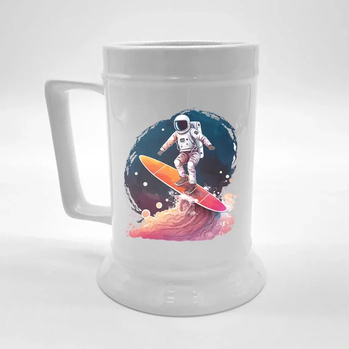 Astronaut Surfing Space Surfer Front & Back Beer Stein