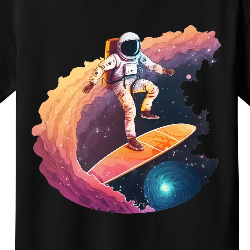 Astronaut Surfing Space Surfer Kids T-Shirt