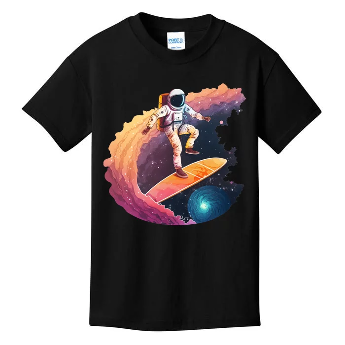 Astronaut Surfing Space Surfer Kids T-Shirt