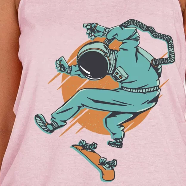 Astronaut Skateboard Skater Skateboarding Skateboarder Gift Women's Knotted Racerback Tank